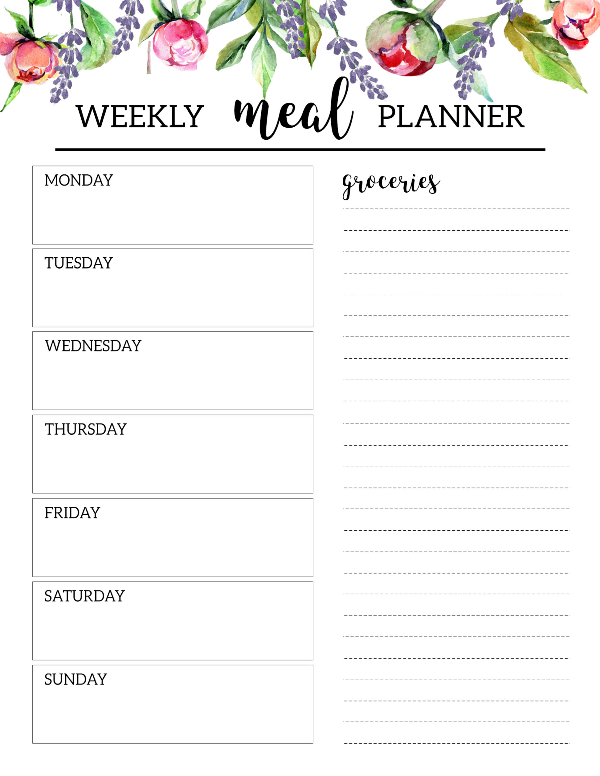 Free Printable Meal Planning Templates