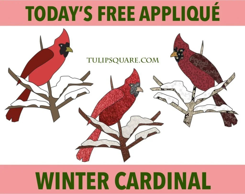 Free Bird Appliqu Pattern Snowy Cardinal TulipSquare