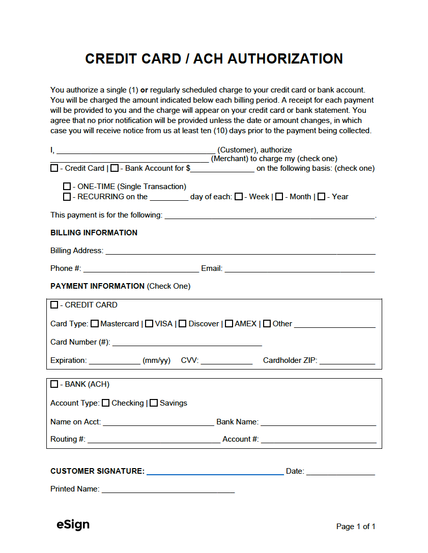 Free Printable Ach Form Templates Free Printable Ach Form Templates