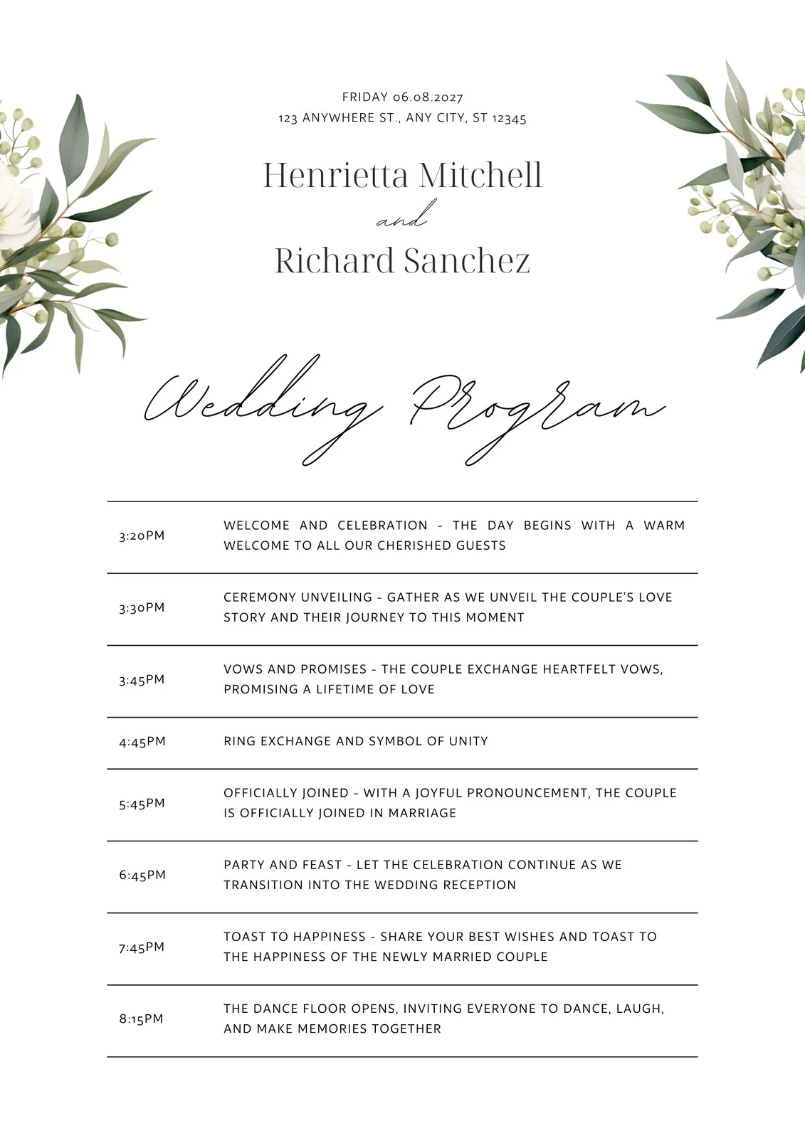 Free Printable Wedding Program Templates Free Printable Wedding Program Templates