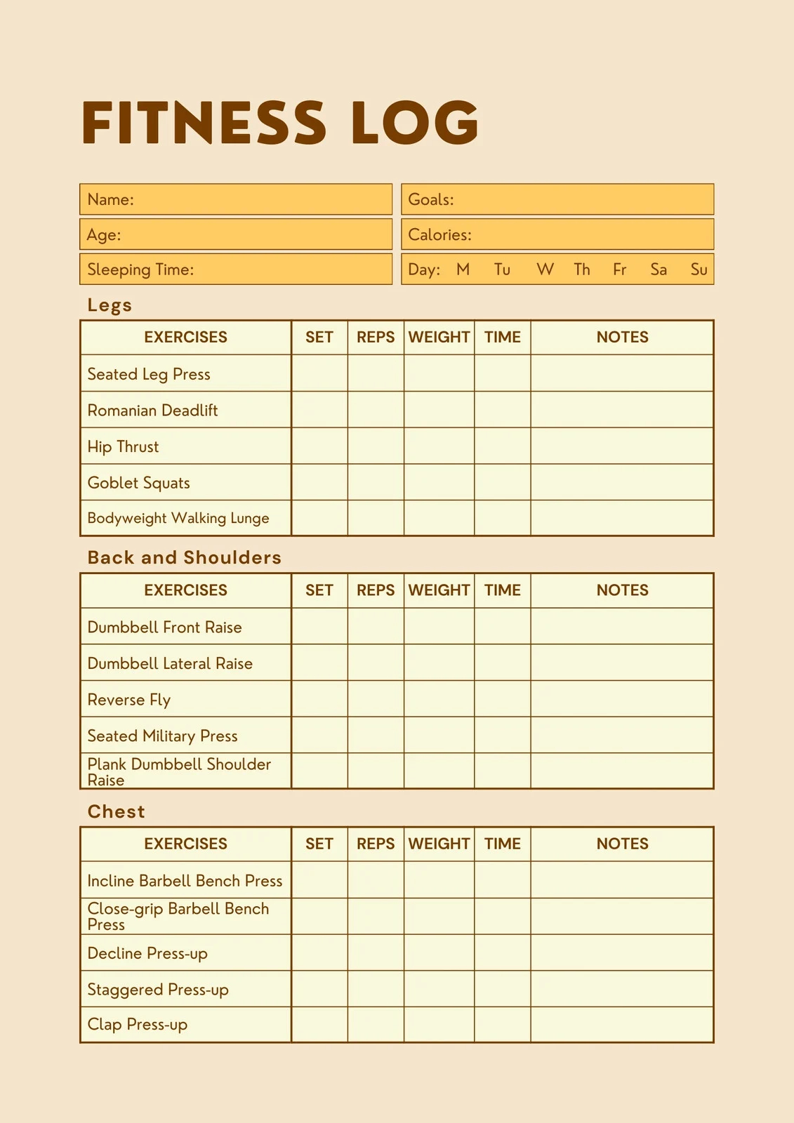 Free Custom Printable Workout Planner Templates Online Canva Free Custom Printable Workout Planner Templates Online Canva