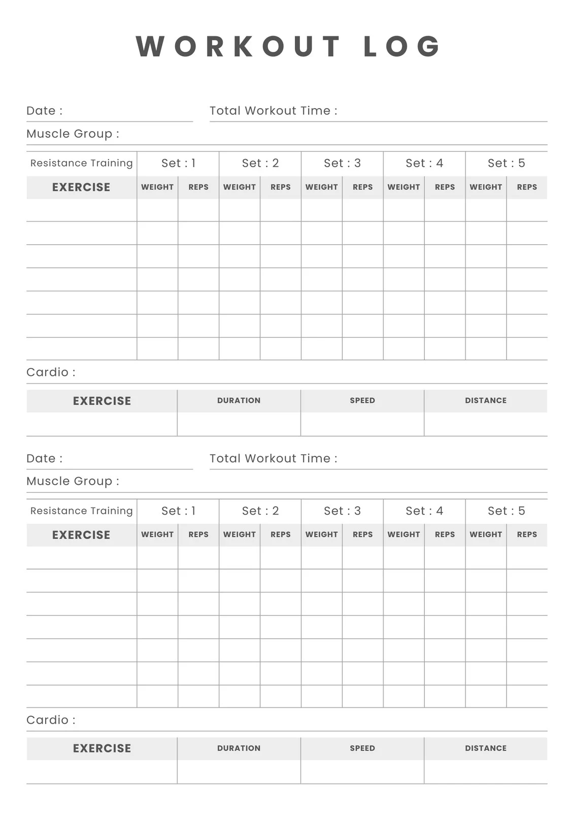 Free Printable Workout Journal Templates Free Printable Workout Journal Templates