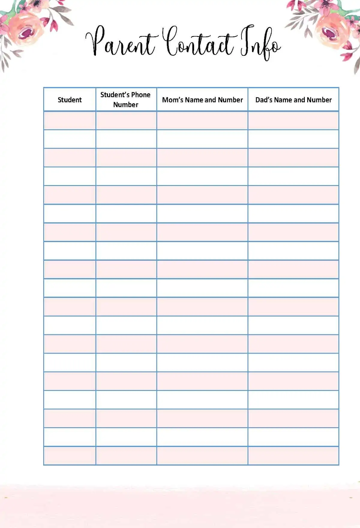 FREE Editable Contact List Template PDF Word Image Excel