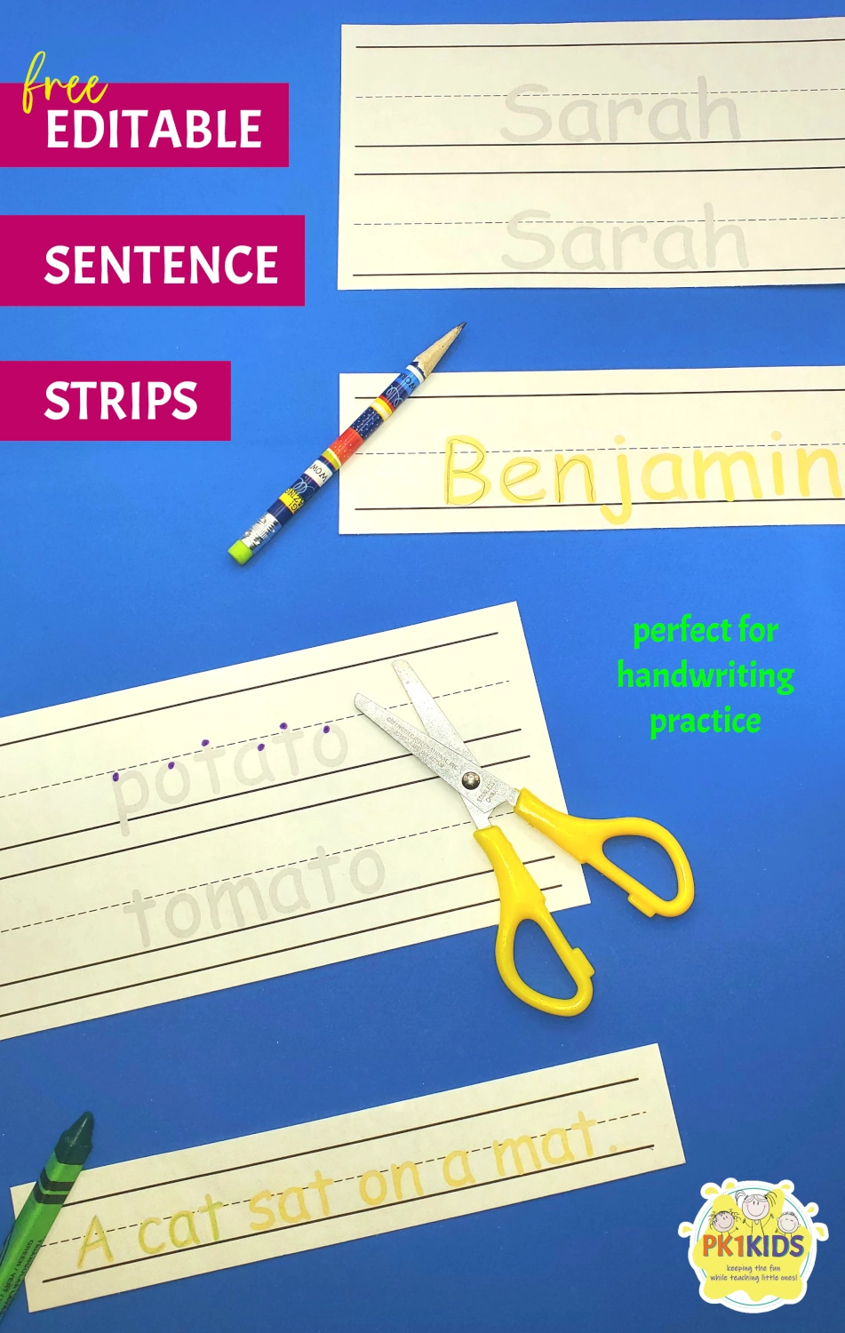 Free Editable Handwriting Sentence Strips PK1Kids