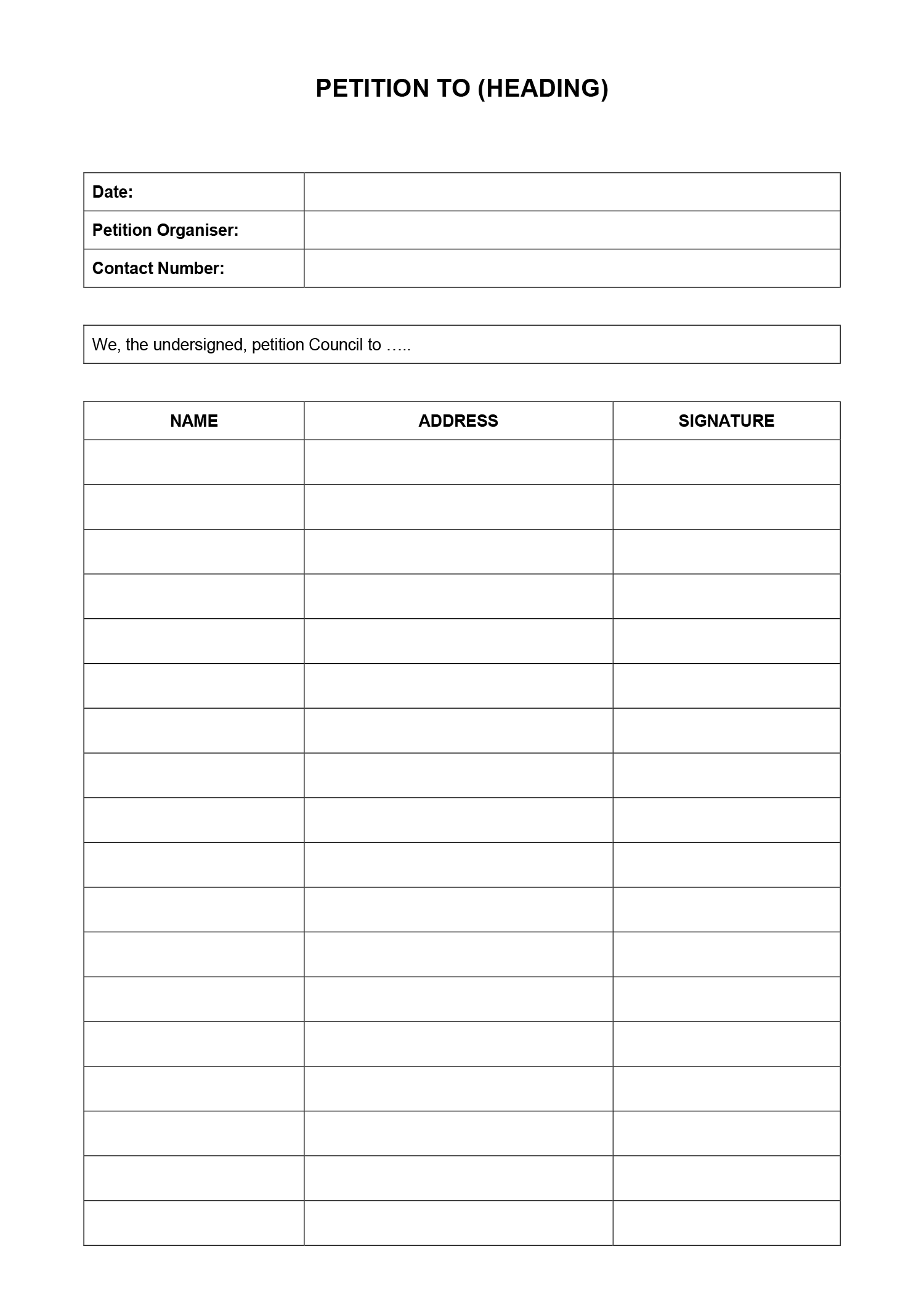 Free Printable Petition Templates Free Printable Petition Templates