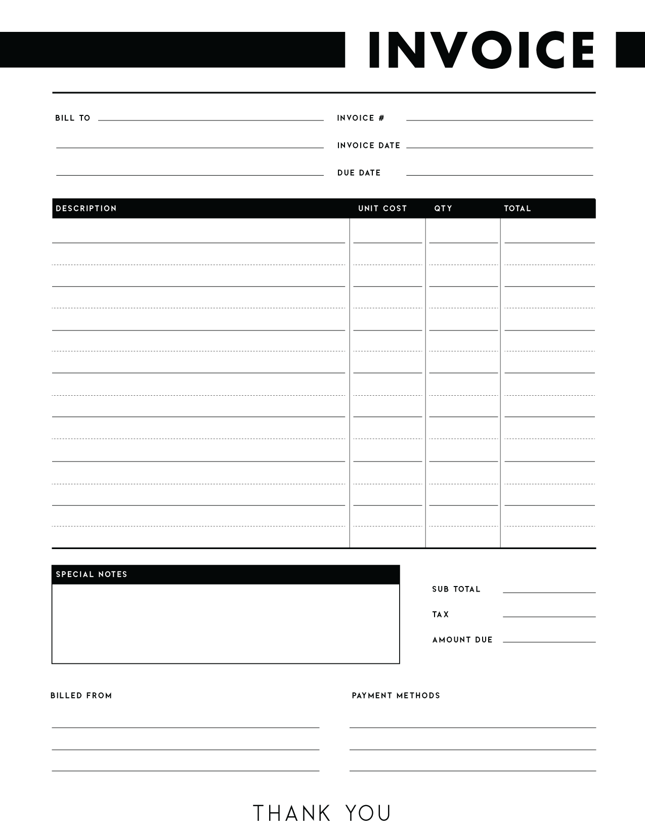 Free Printable Invoice Templates