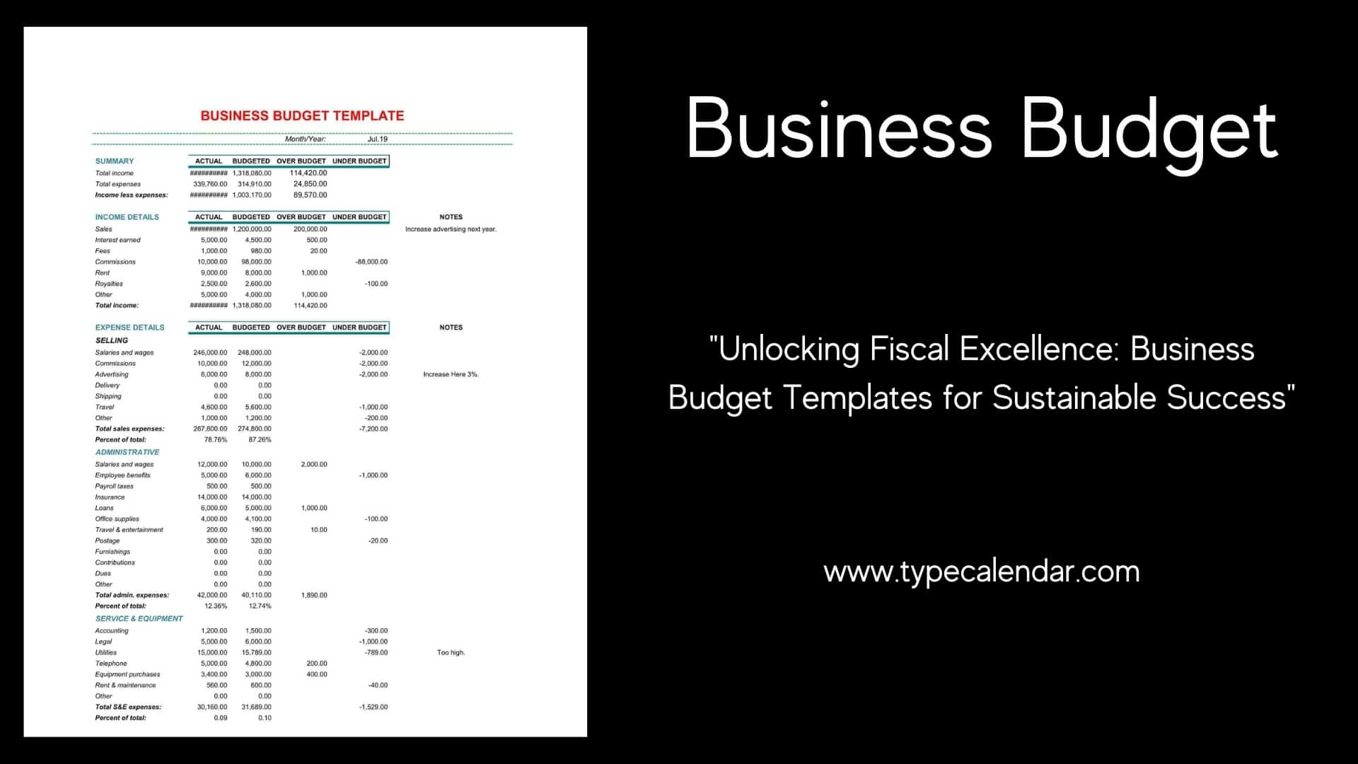 Free Printable Business Budget Templates