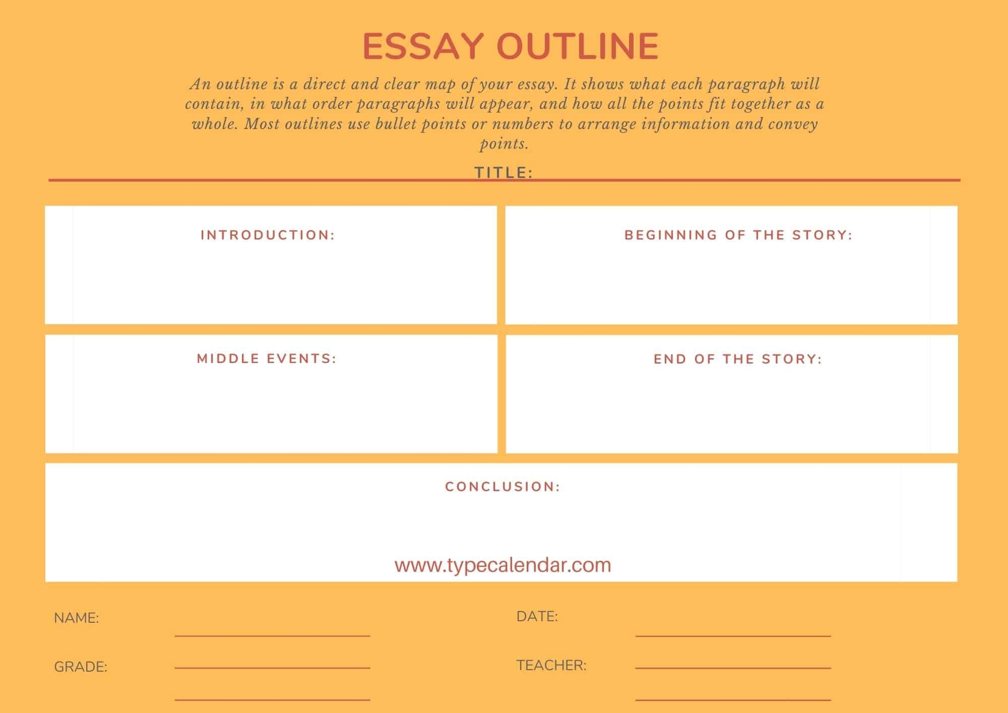 Free Printable Essay Outline Templates PDF Word College Example