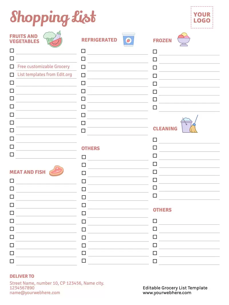 Free Printable Shopping List Templates
