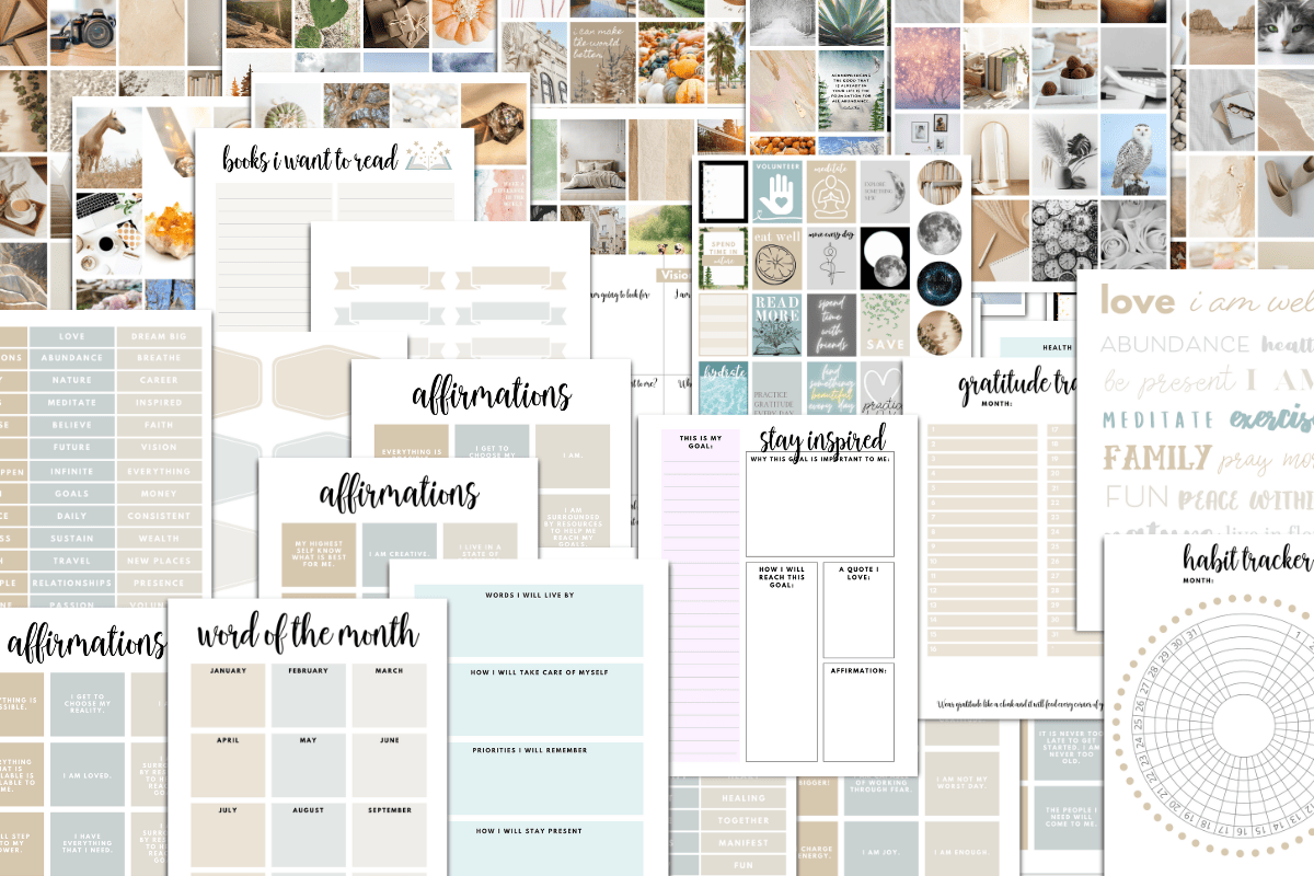 Free Printable Neutral Vision Board Kit Carrie Elle