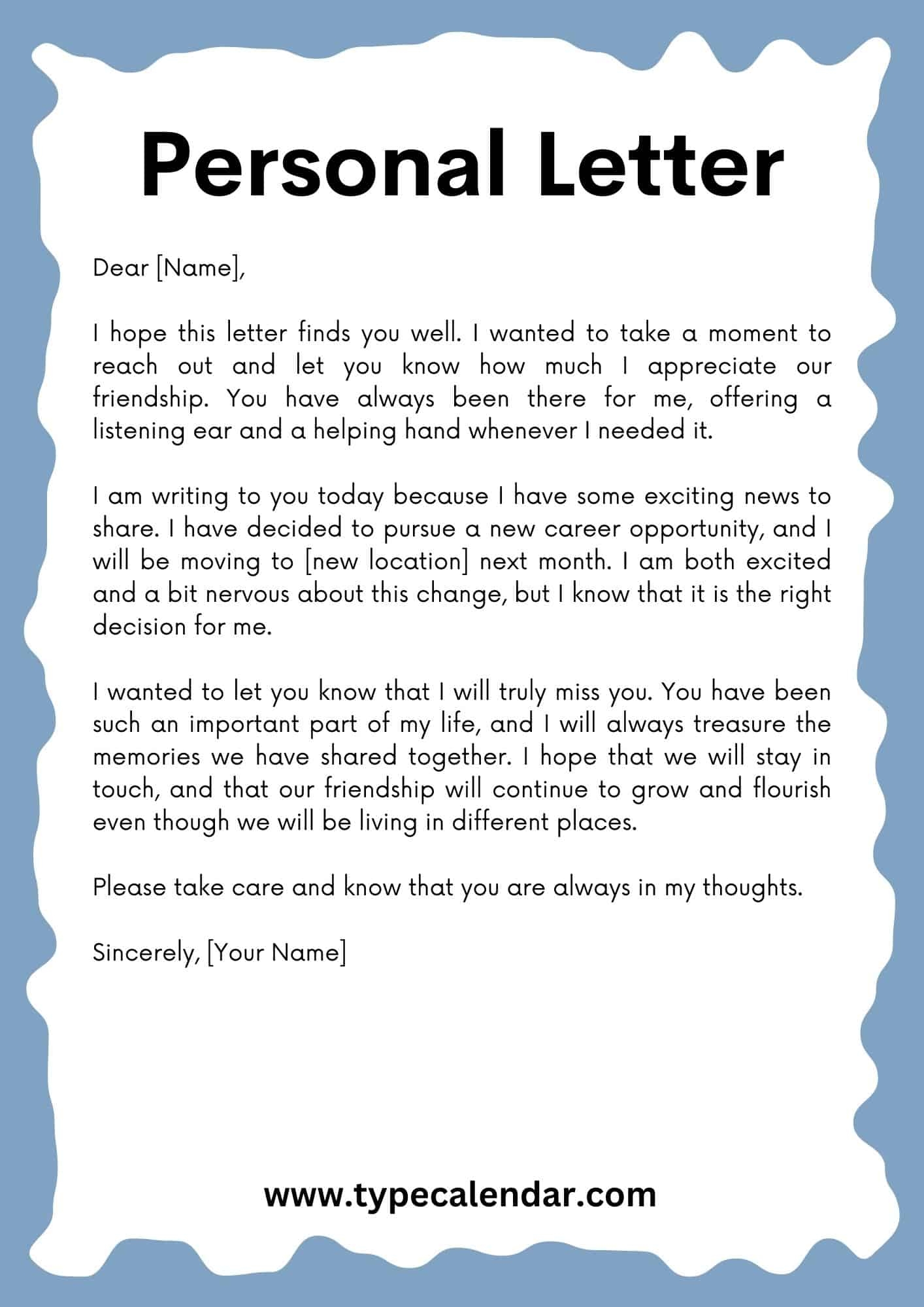 Free Printable Personal Letter Templates Word PDF 