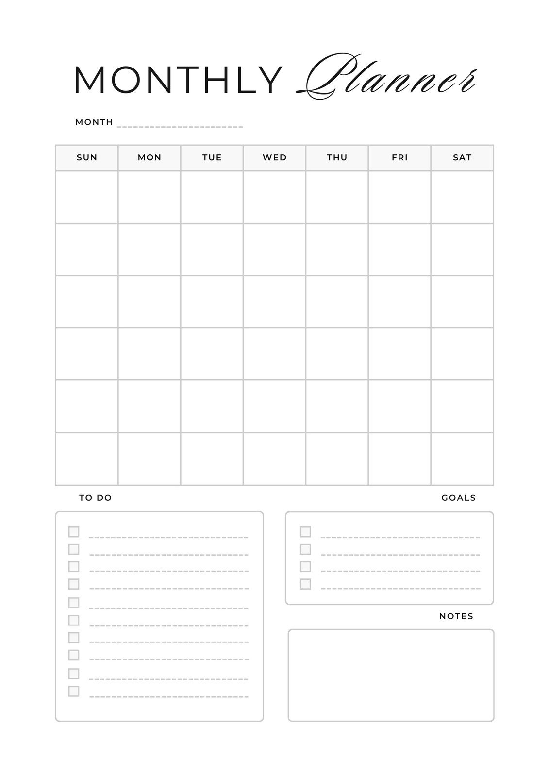 Free Printable Monthly Planner Templates Free Printable Monthly Planner Templates