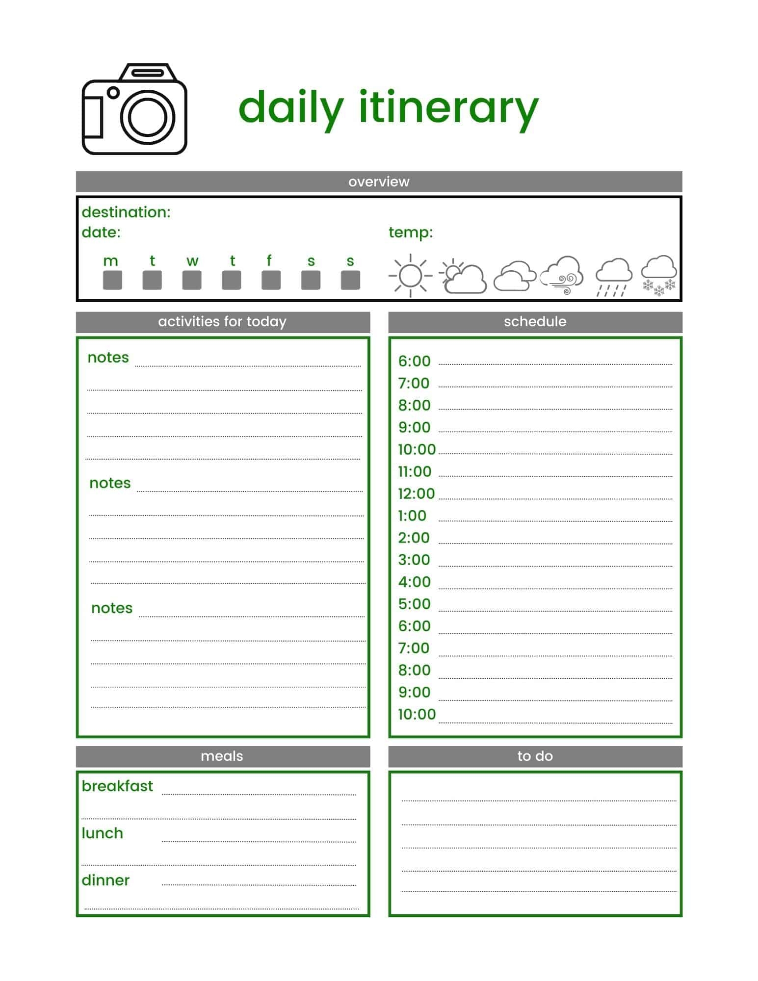 Free Printable Vacation Schedule Templates