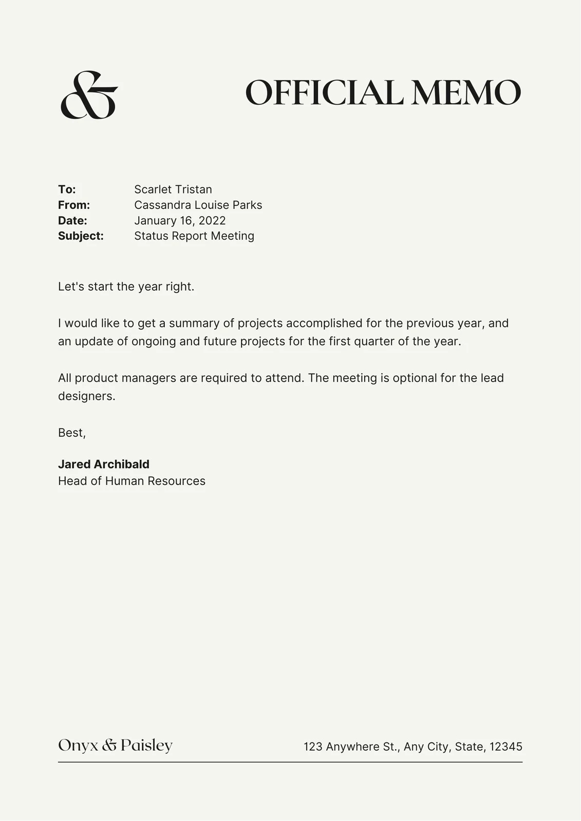 Free Printable Memo Templates