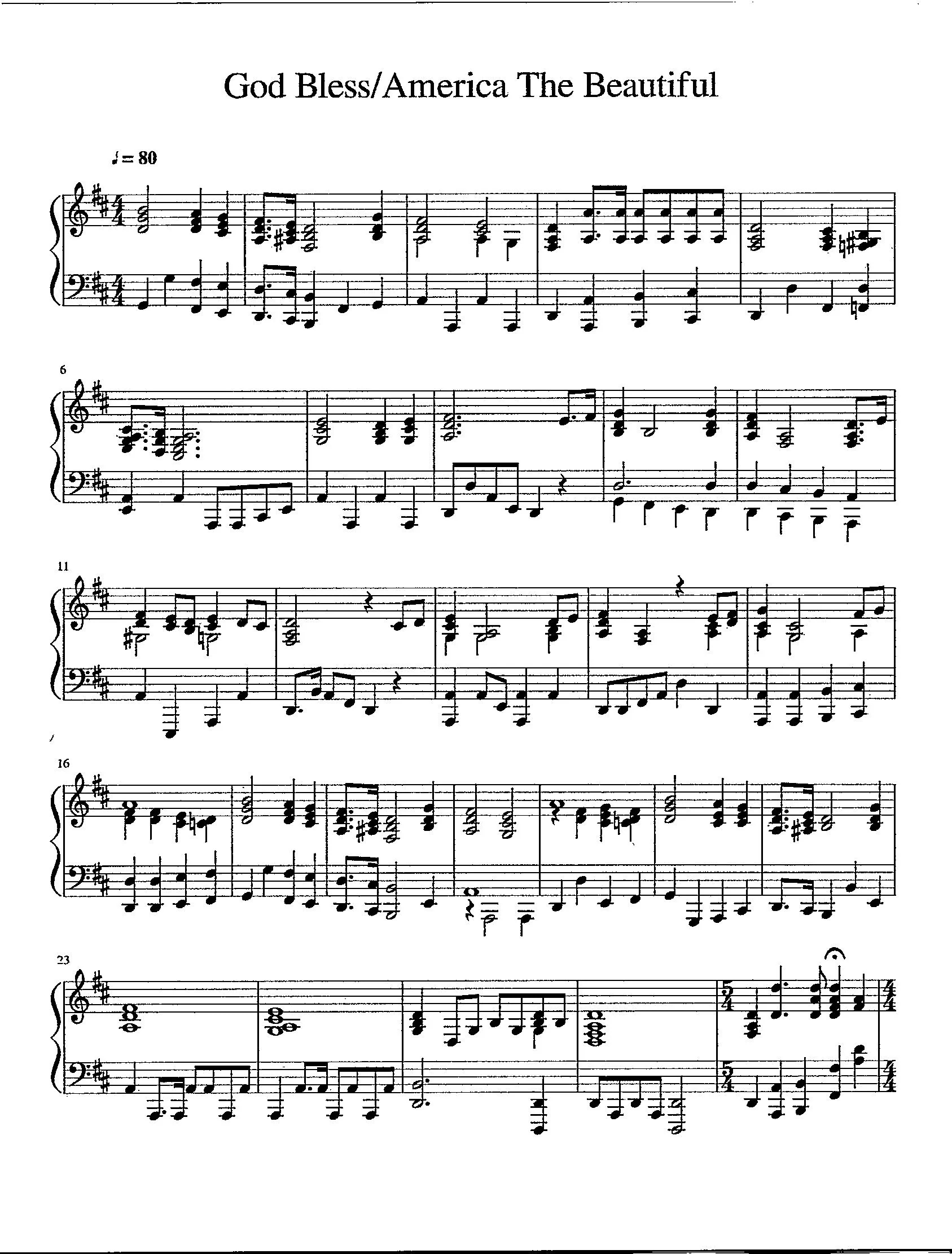 Free God Bless America Piano Sheet Music