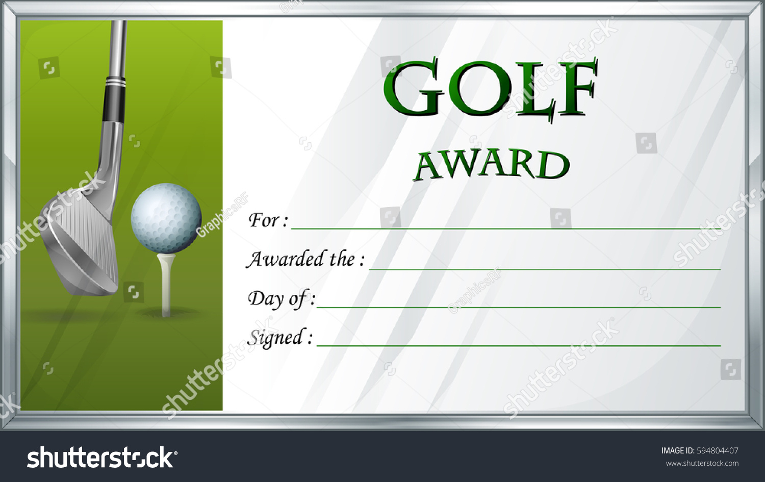Golf Award Template Golf Ball Background Stock Vector Royalty Free 594804407 Shutterstock