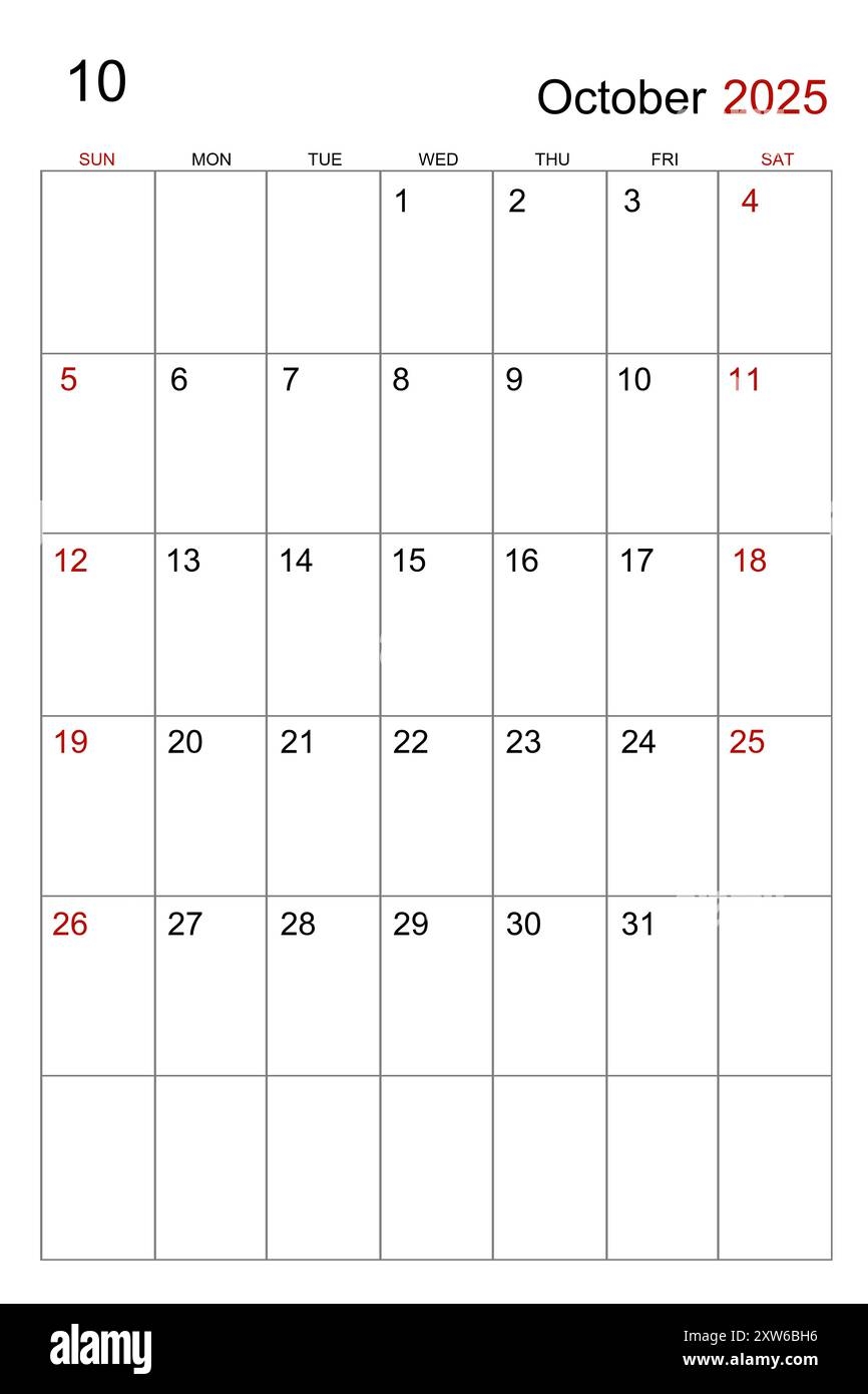 October 2025 Calendar Vertical