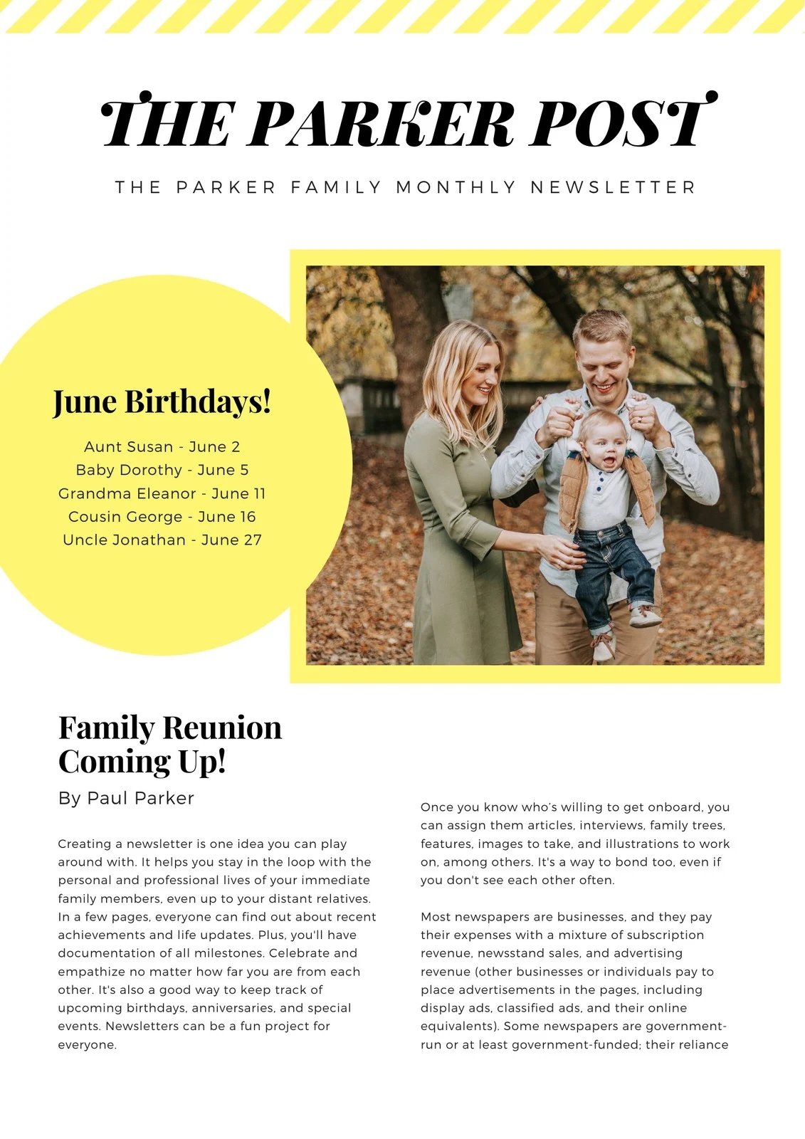 Page 2 Free Custom Printable Family Newsletter Templates Canva
