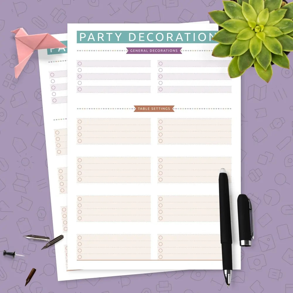 Party Decorations List Casual Style Template Printable PDF