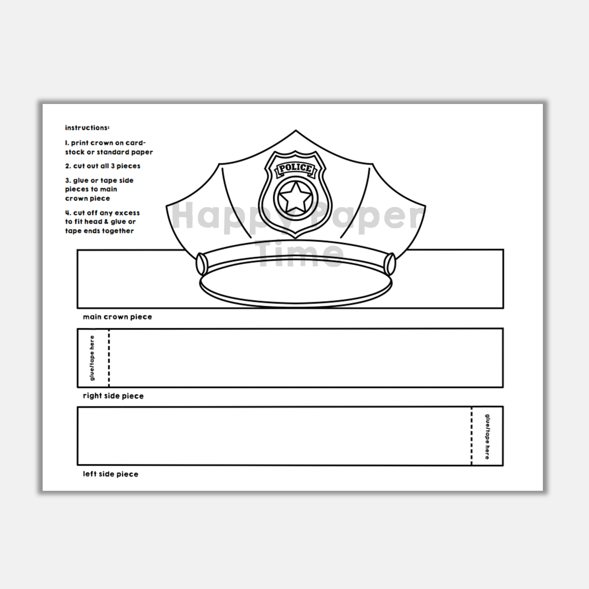 Free Printable Police Hat Templates