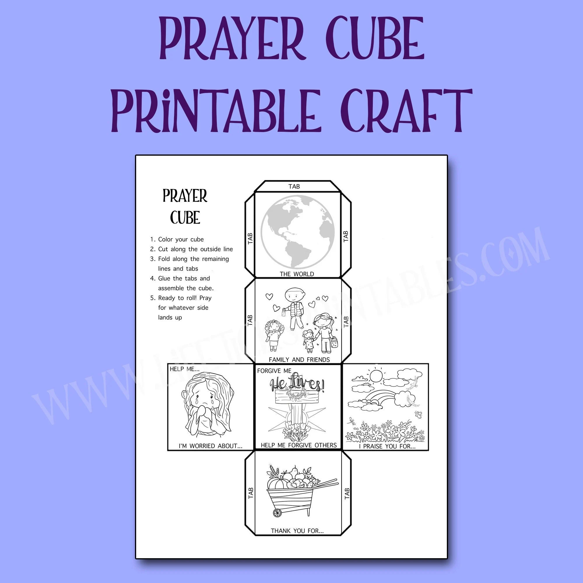 Prayer Coloring Cube Craft Prayer Teaching Aid PDF Download Etsy