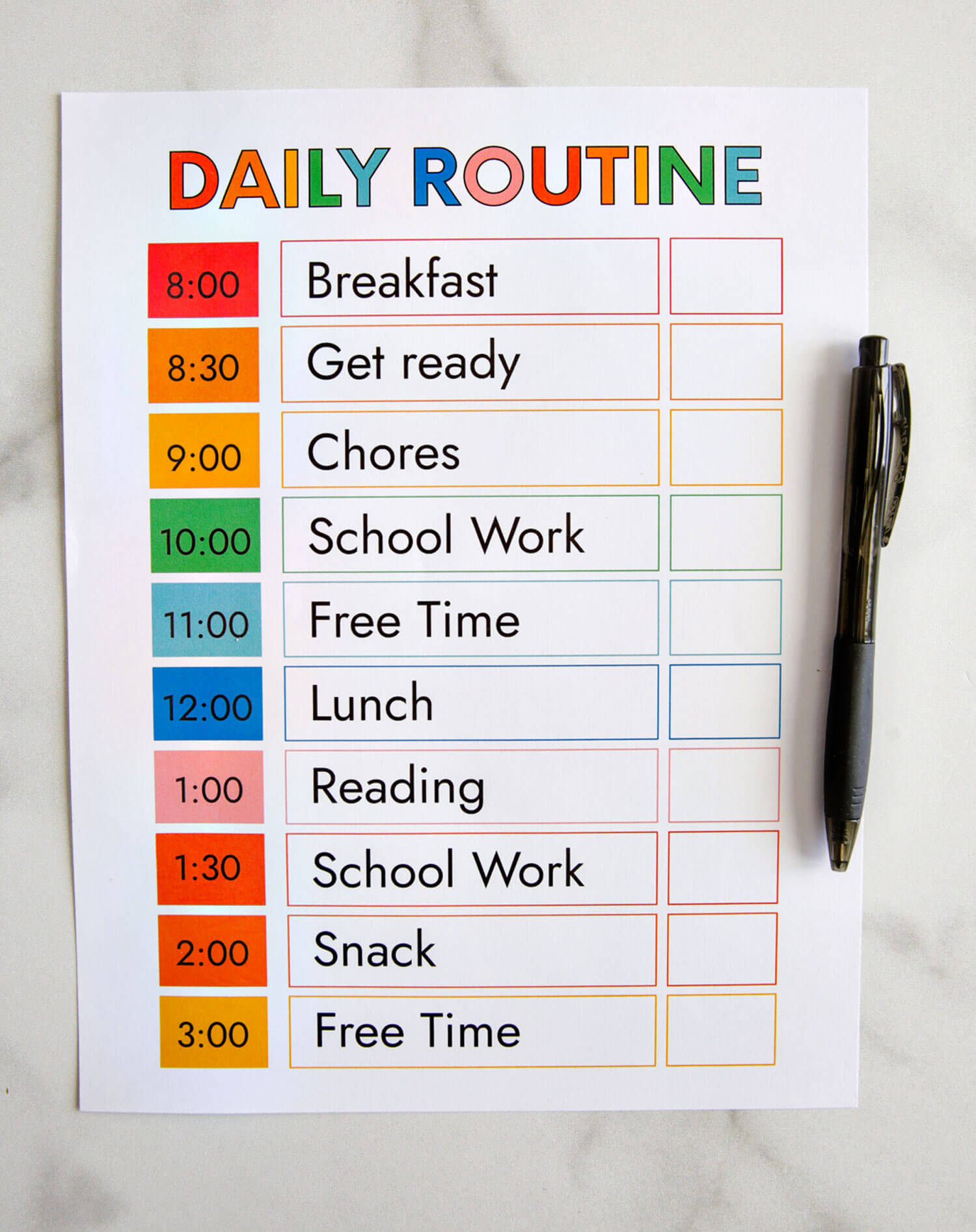 Free Printable Daily Schedule Templates