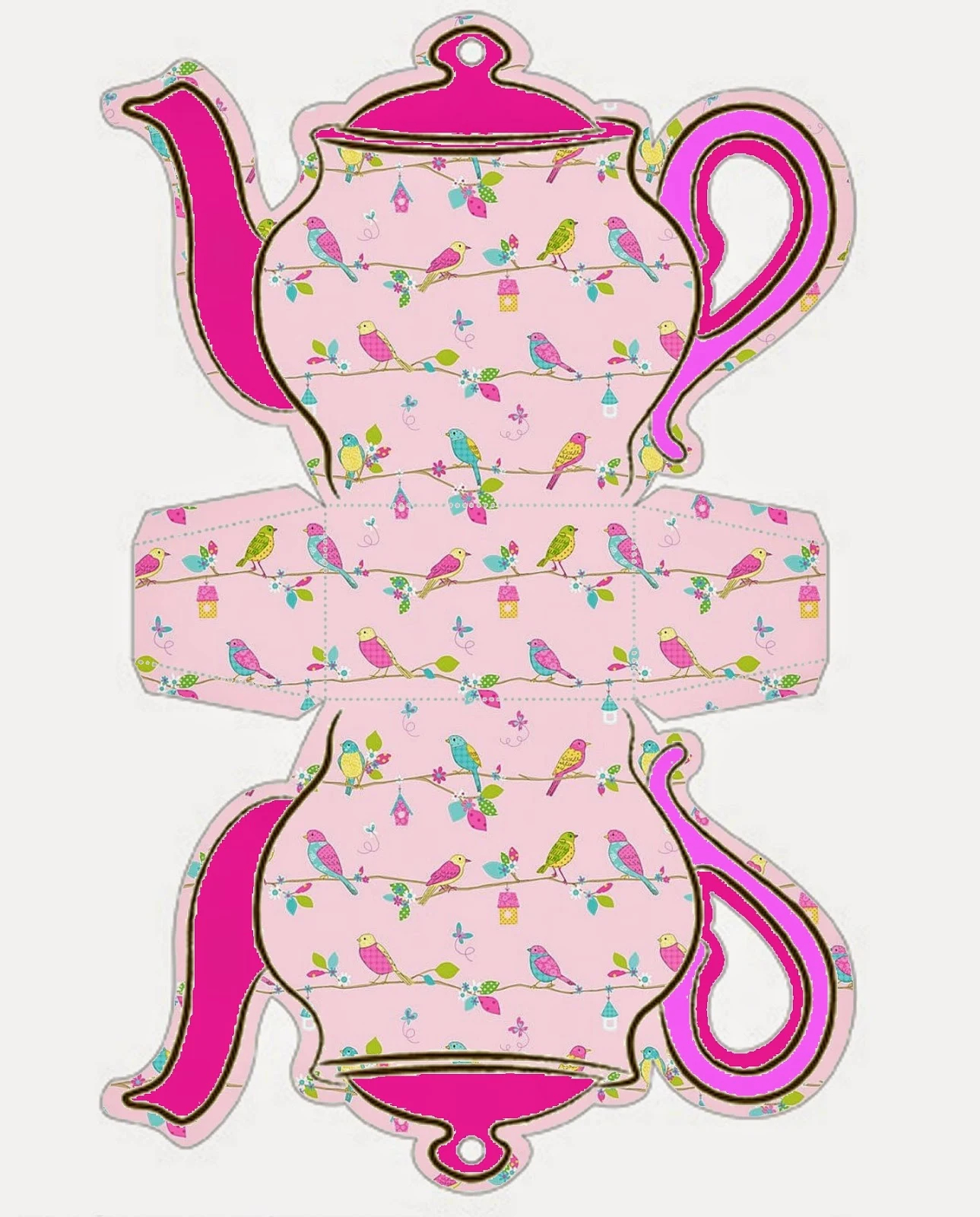 Retro Birds Teapot Free Printable Box Oh My Fiesta In English