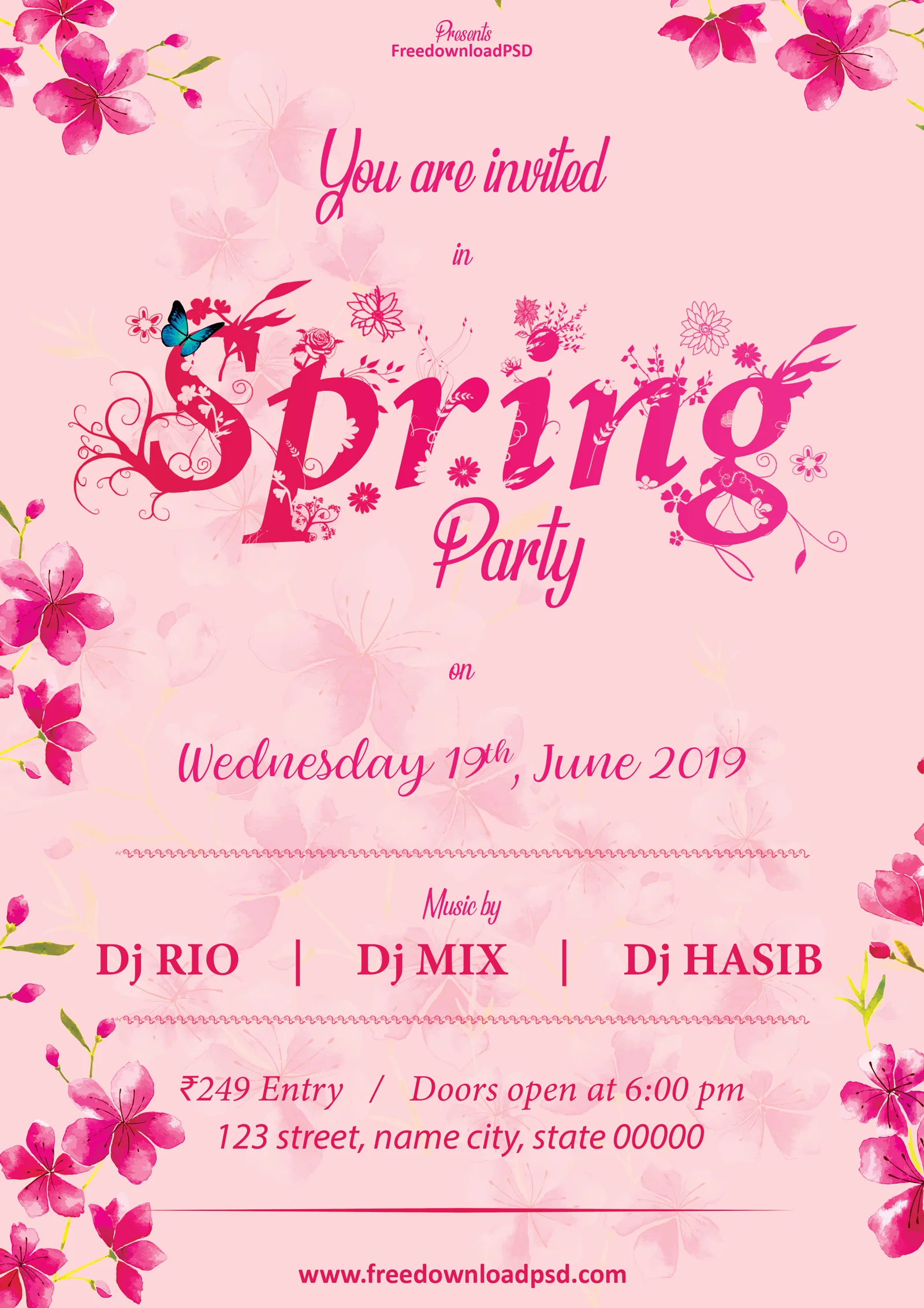 Spring Party Flyer FreedownloadPSD