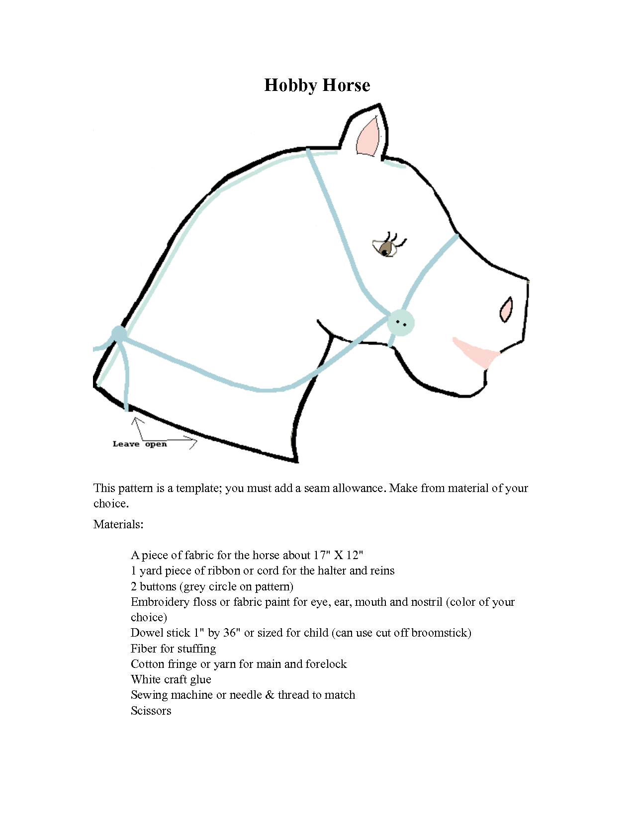 Free Printable Hobby Horse Templates