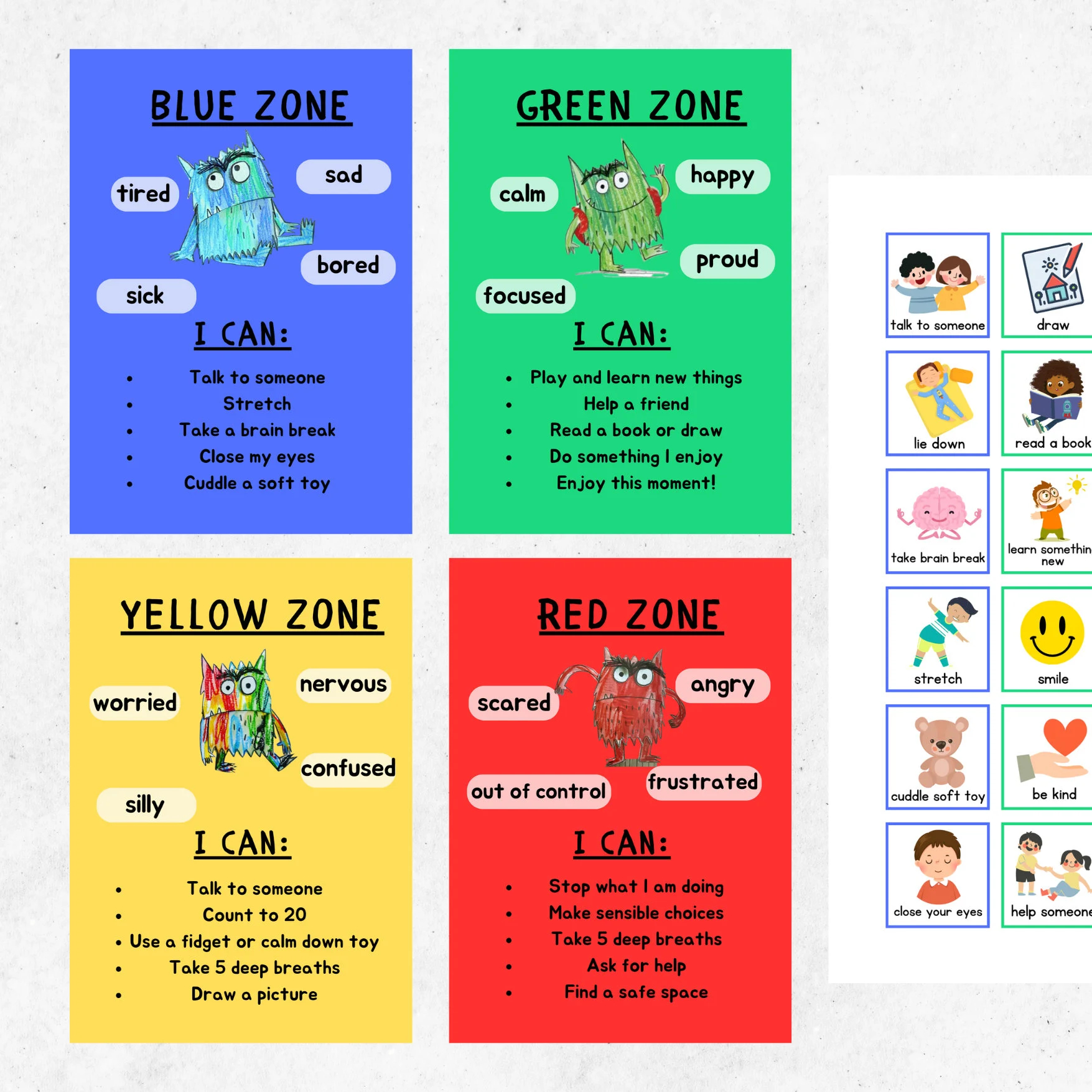 Zones Of Regulation Display Printables